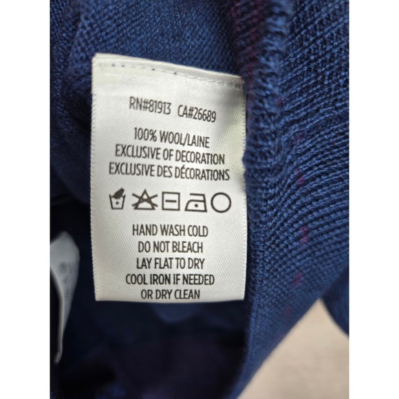 Robert Graham Wool Mens V-Neck Sweater XL Blue Purple Preppy Academia Office - Picture 4 of 9